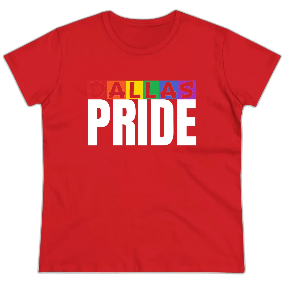 Dallas Pride Rainbow Ladies Tee in Red