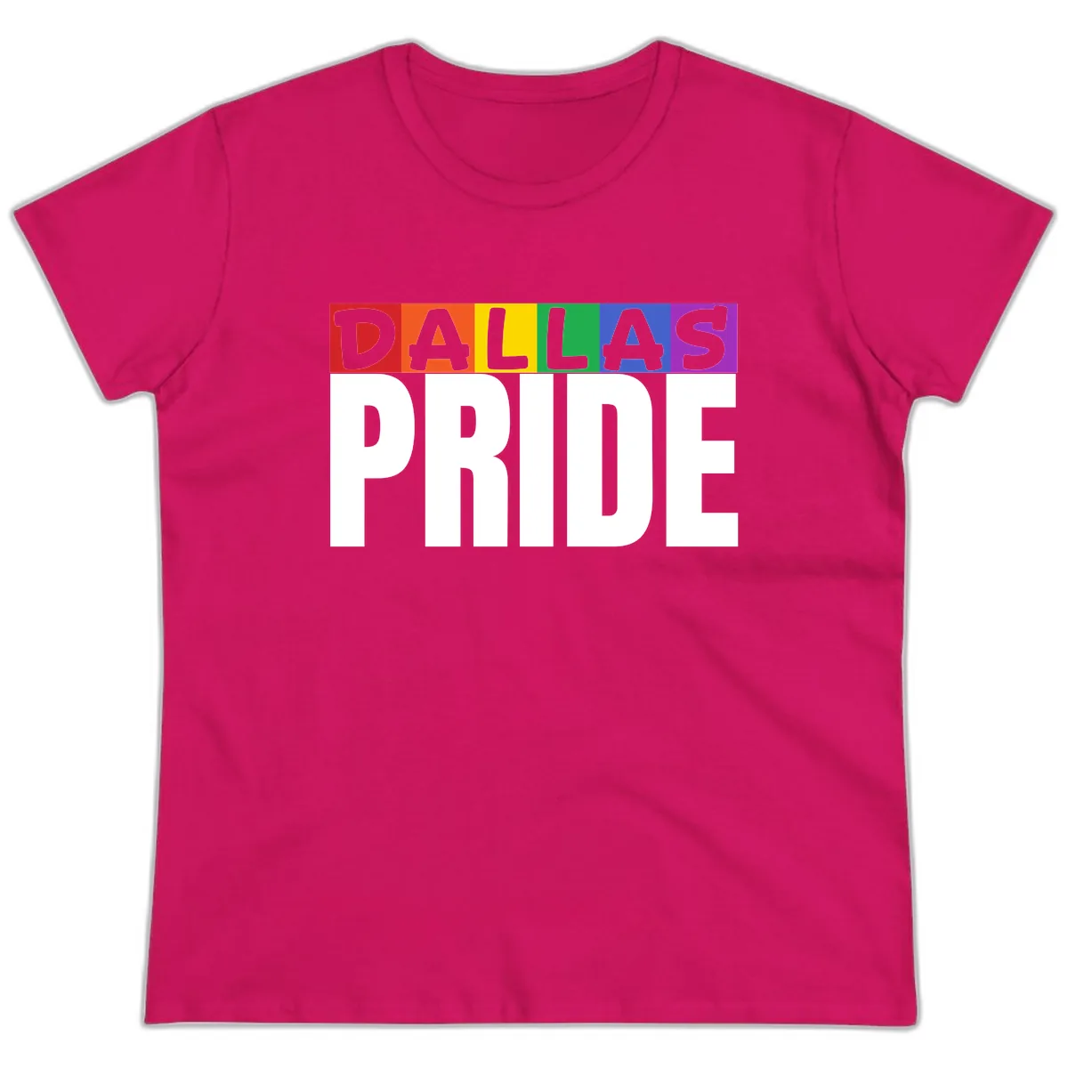 Dallas Pride Rainbow Ladies Tee in Heliconia