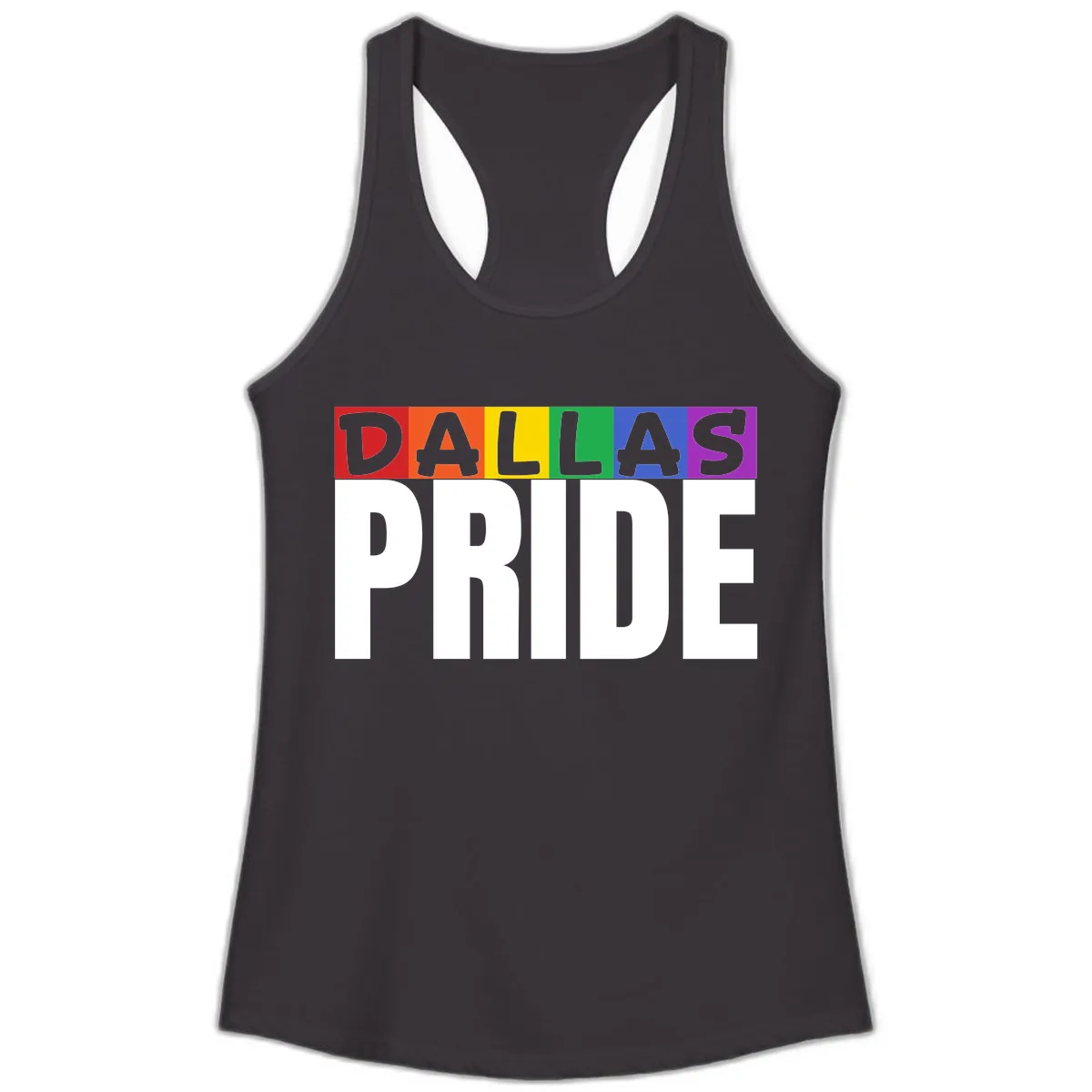 Dallas Pride Rainbow Ladies Tank in Black