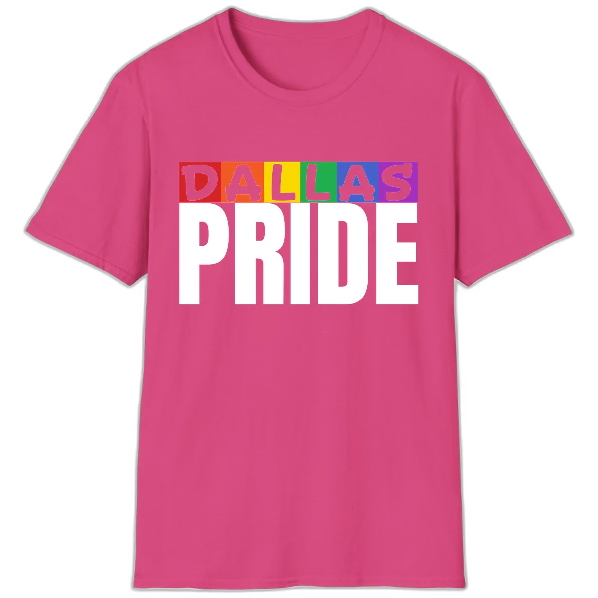 Dallas Pride Rainbow T-Shirt in Heliconia