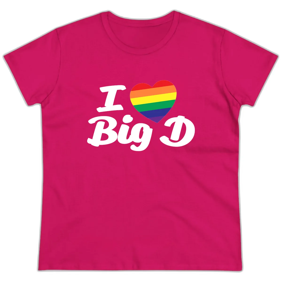 I Love Big D Pride Ladies Tee in Heliconia