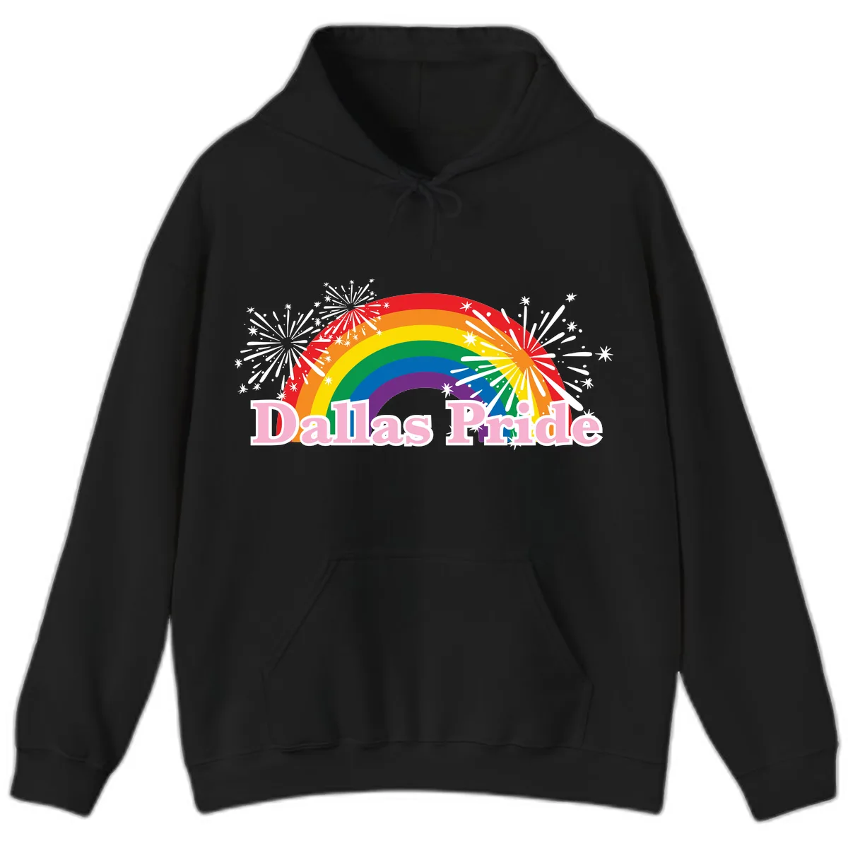 Dallas Pride Rainbow Celebration Hoodie in Black