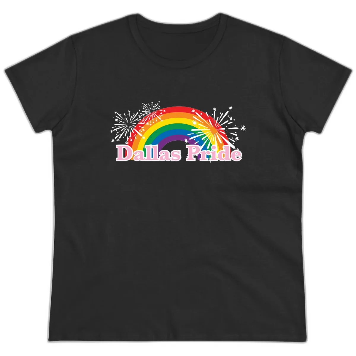 Dallas Pride Rainbow Celebration Ladies Tee in Black
