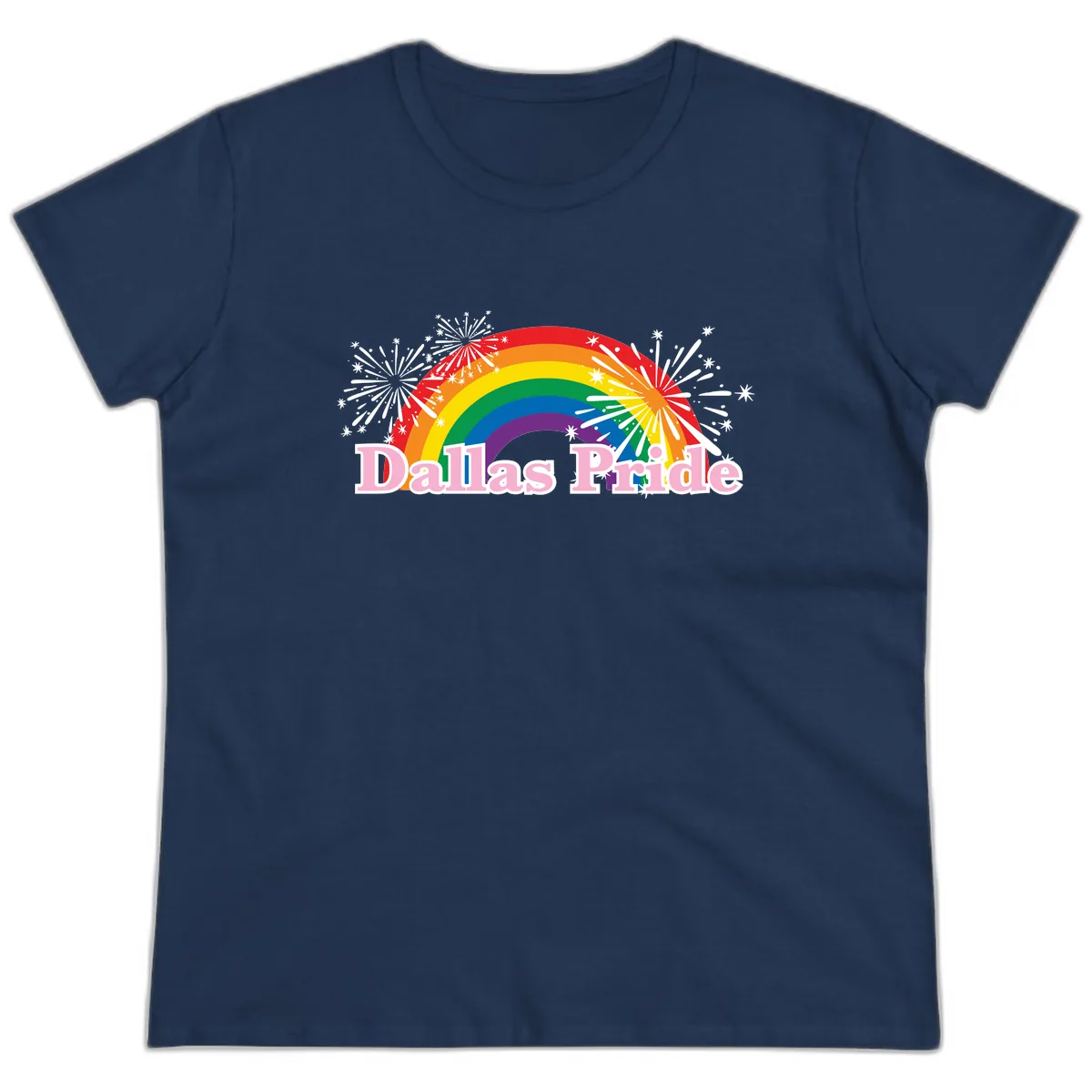 Dallas Pride Rainbow Celebration Ladies Tee in Navy