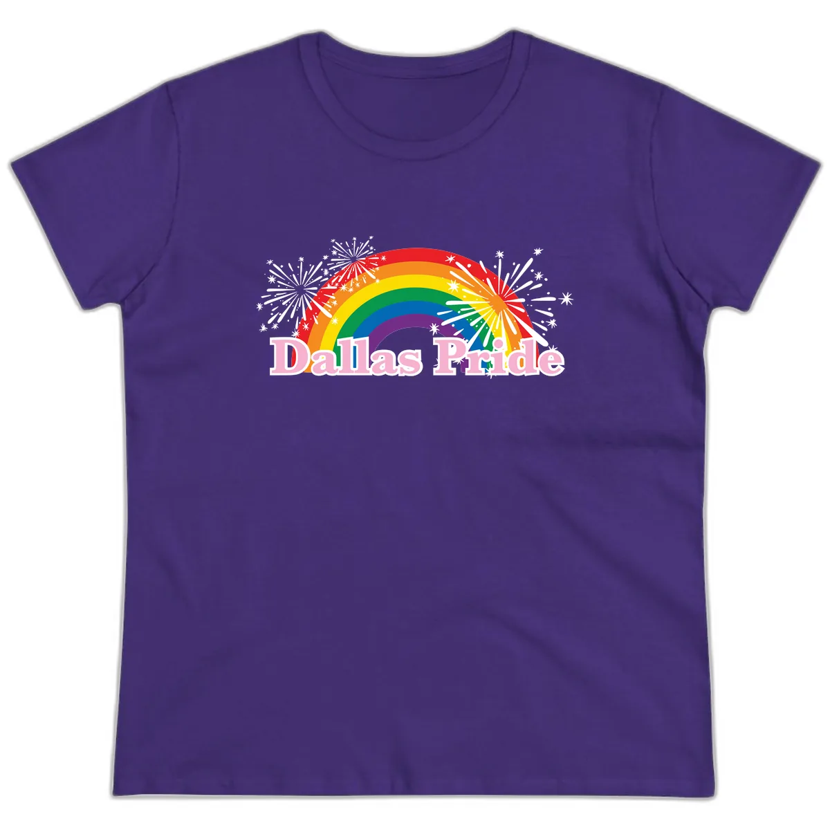 Dallas Pride Rainbow Celebration Ladies Tee in Purple