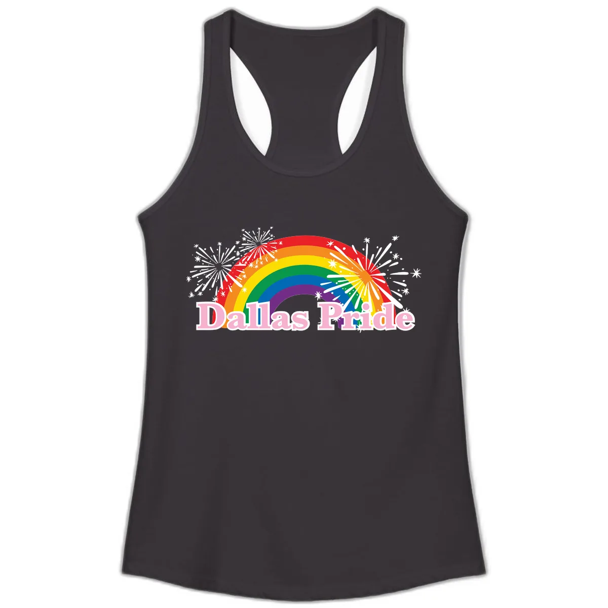 Dallas Pride Rainbow Celebration Ladies Tank in Black