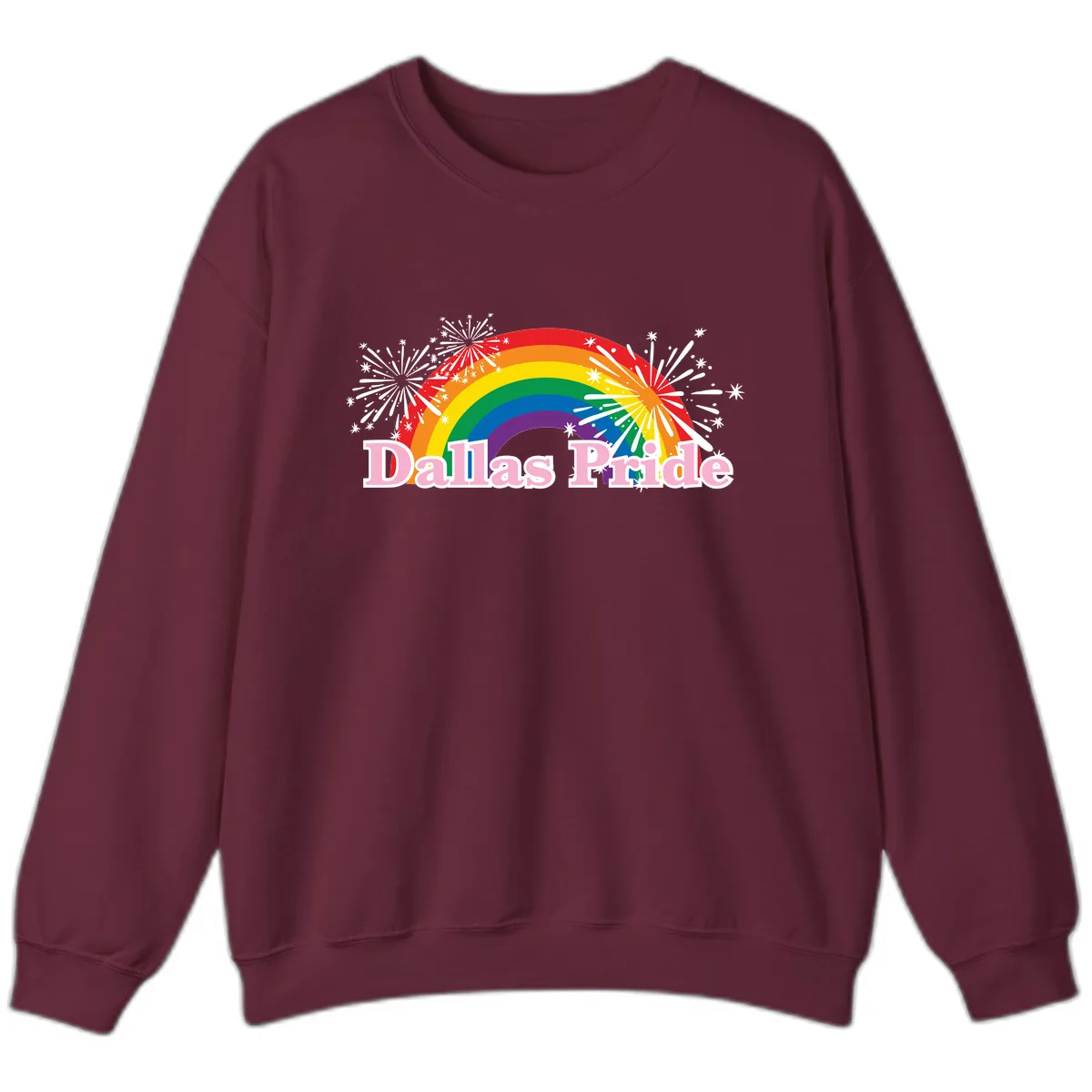 Dallas Pride Rainbow Celebration Sweatshirt in Maroon