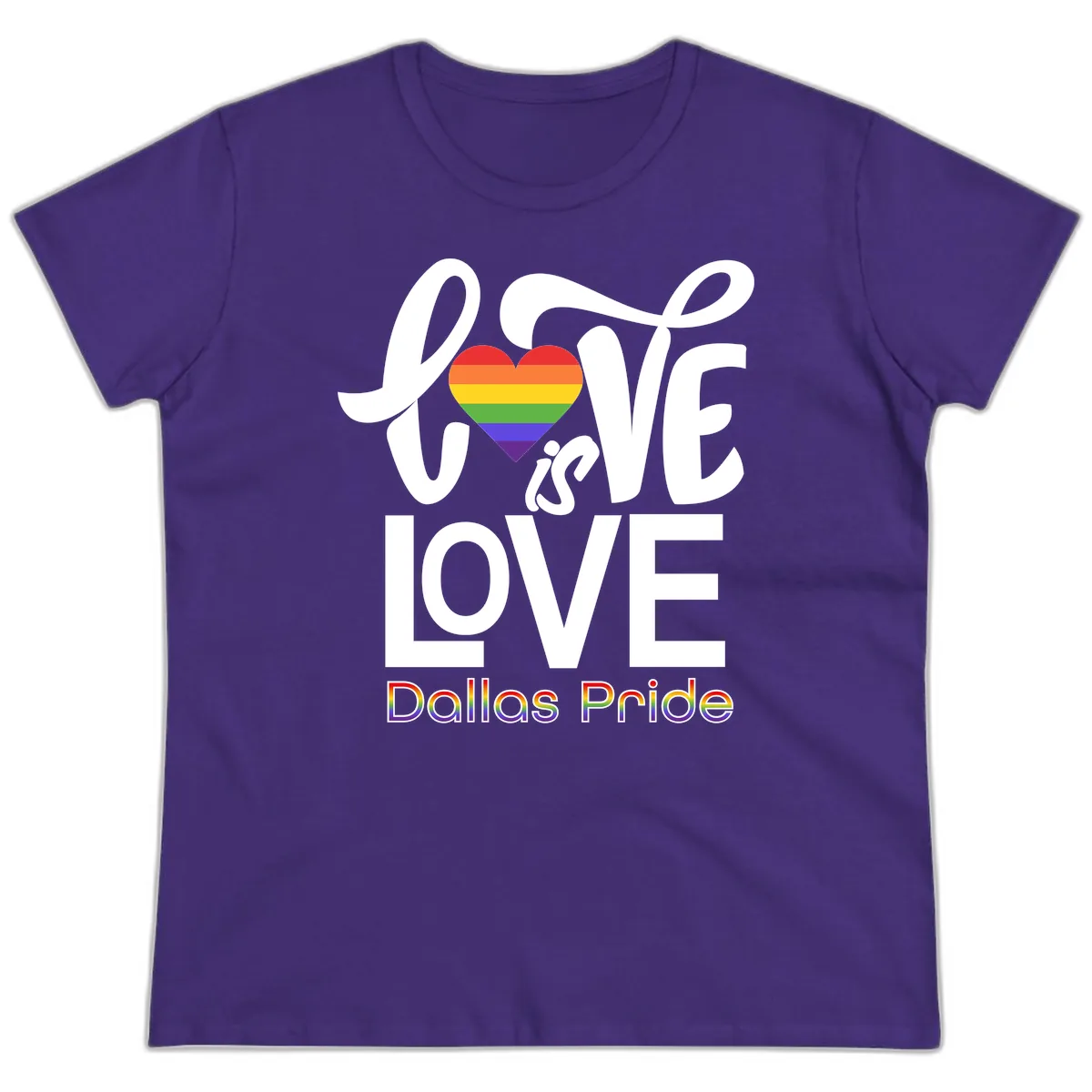 Love Is Love Dallas Pride Ladies Tee in Purple
