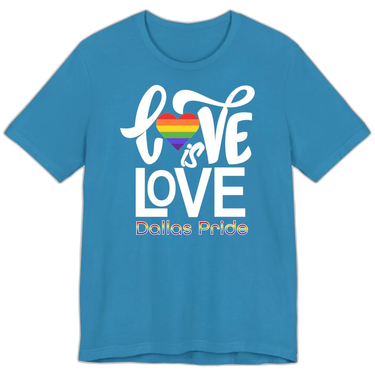 Love Is Love Dallas Pride Premium T-Shirt in Aqua