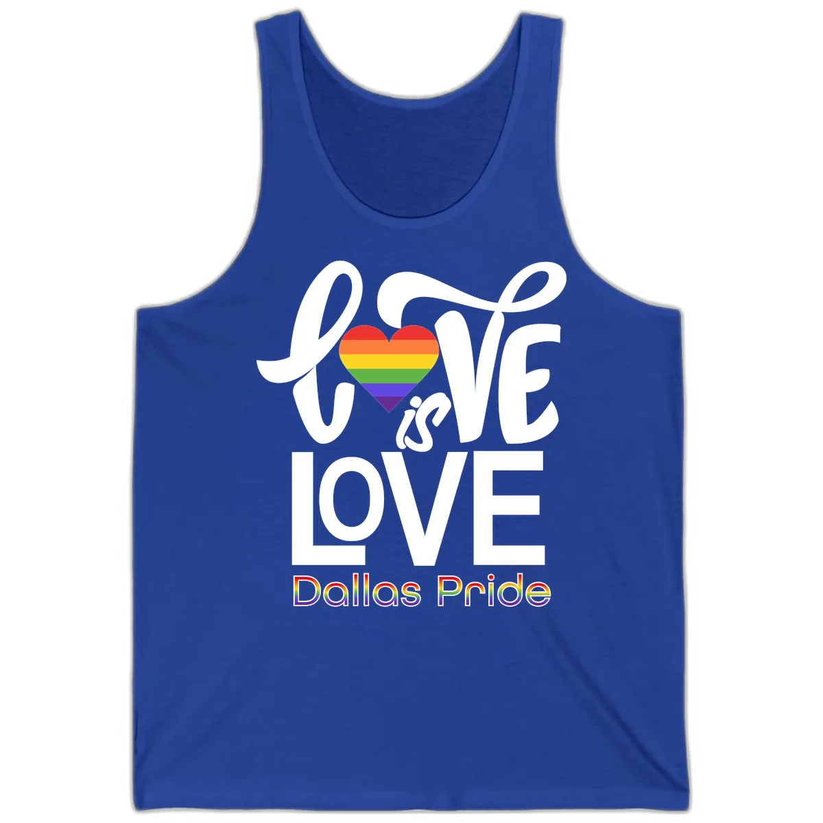 Love Is Love Dallas Pride Tank in True Royal