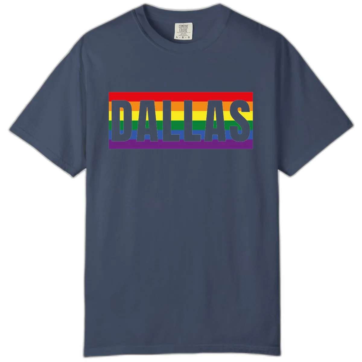 Dallas Pride Rainbow Flag Comfort Color in Midnight