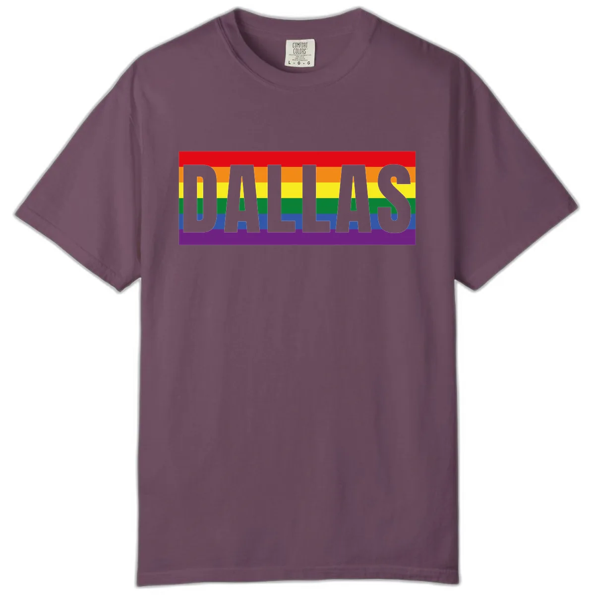 Dallas Pride Rainbow Flag Comfort Color in Berry
