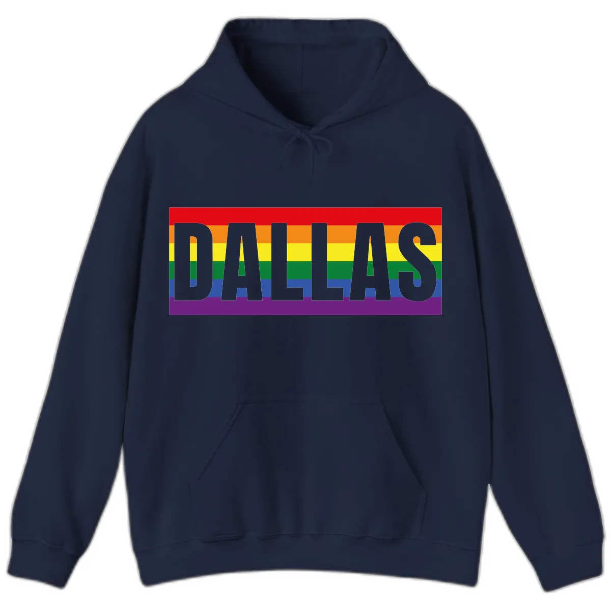 Dallas Pride Rainbow Flag Hoodie in Navy