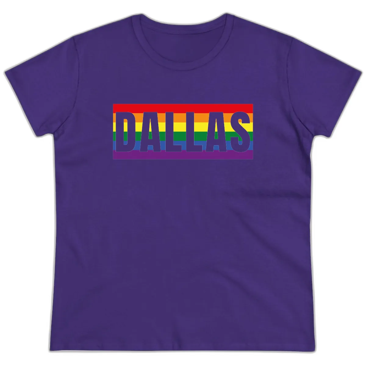 Dallas Pride Rainbow Flag Ladies Tee in Purple