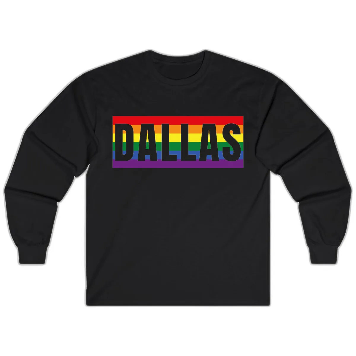 Dallas Pride Rainbow Flag Long Sleeve in Black