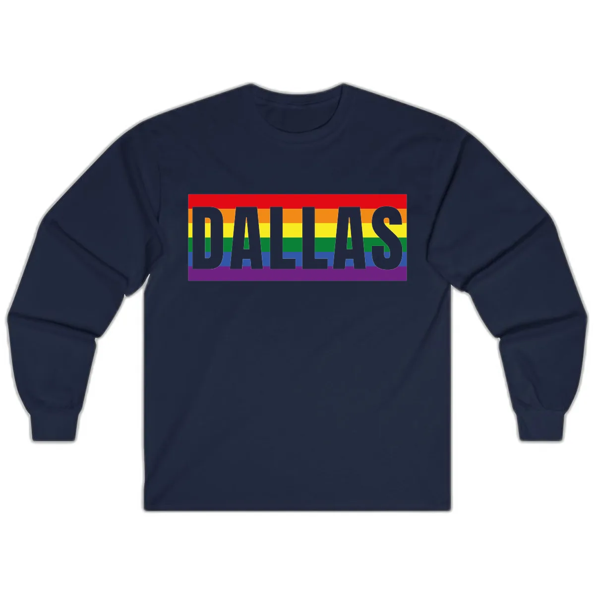 Dallas Pride Rainbow Flag Long Sleeve in Navy