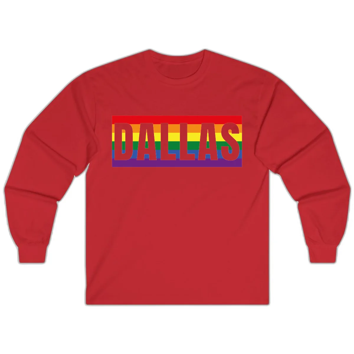 Dallas Pride Rainbow Flag Long Sleeve in Red