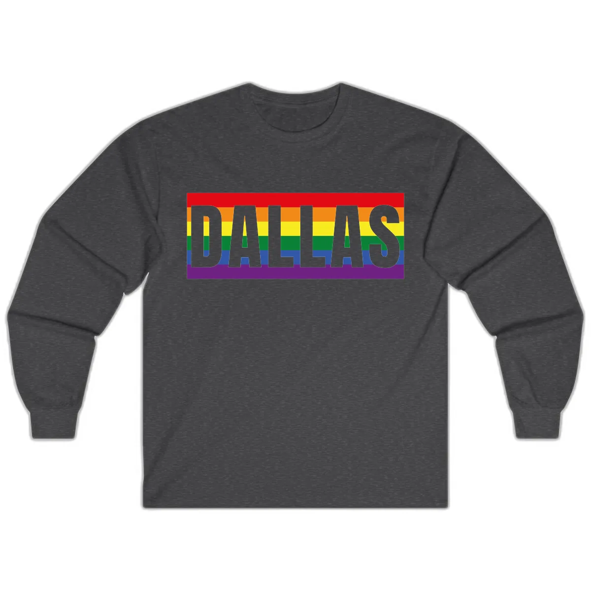 Dallas Pride Rainbow Flag Long Sleeve in Dark Heather