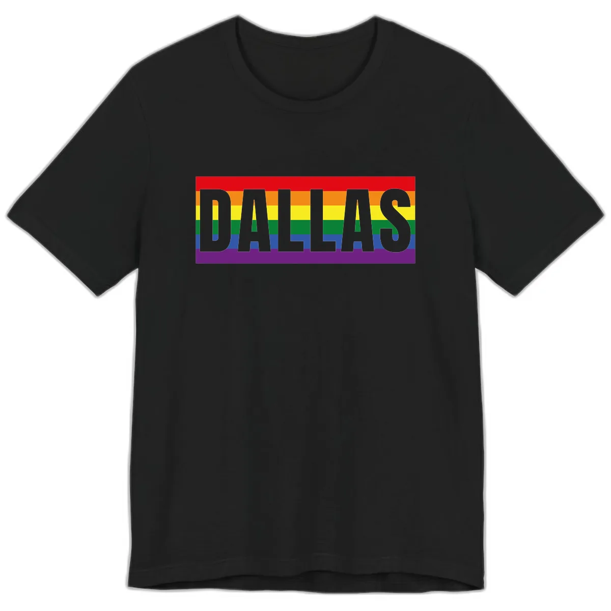 Dallas Pride Rainbow Flag Premium T-Shirt in Black