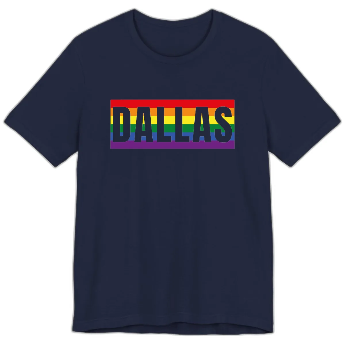 Dallas Pride Rainbow Flag Premium T-Shirt in Navy