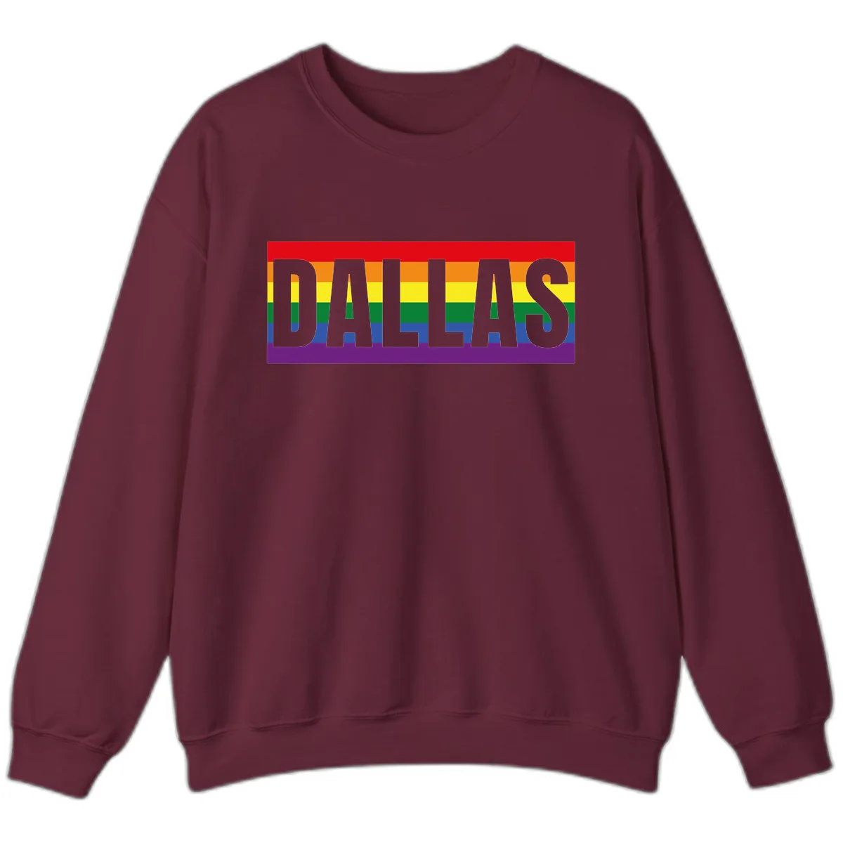Dallas Pride Rainbow Flag Sweatshirt in Maroon
