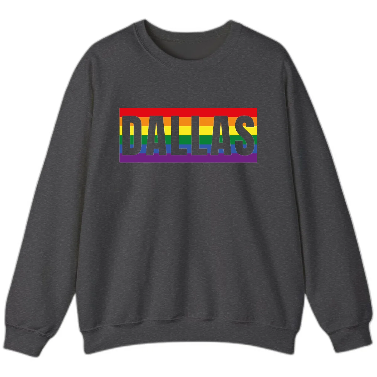 Dallas Pride Rainbow Flag Sweatshirt in Dark Heather