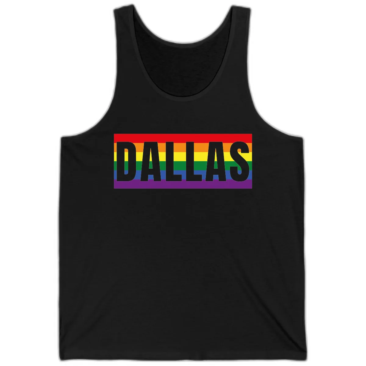 Dallas Pride Rainbow Flag Tank in Black