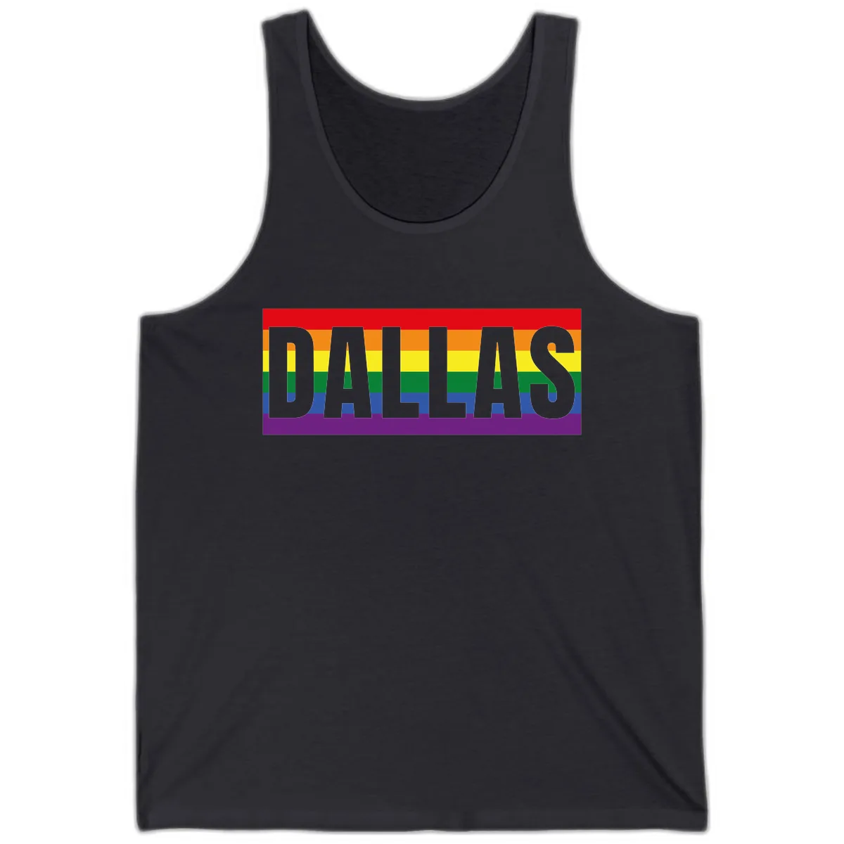 Dallas Pride Rainbow Flag Tank in Dark Grey