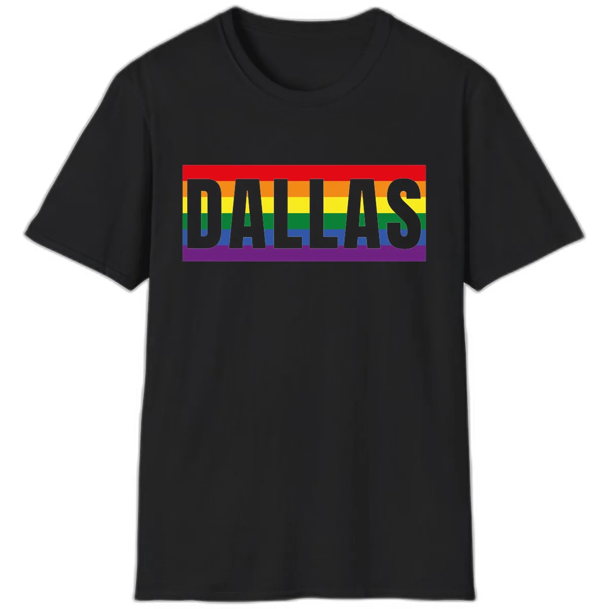 Dallas Pride Rainbow Flag T-Shirt in Black