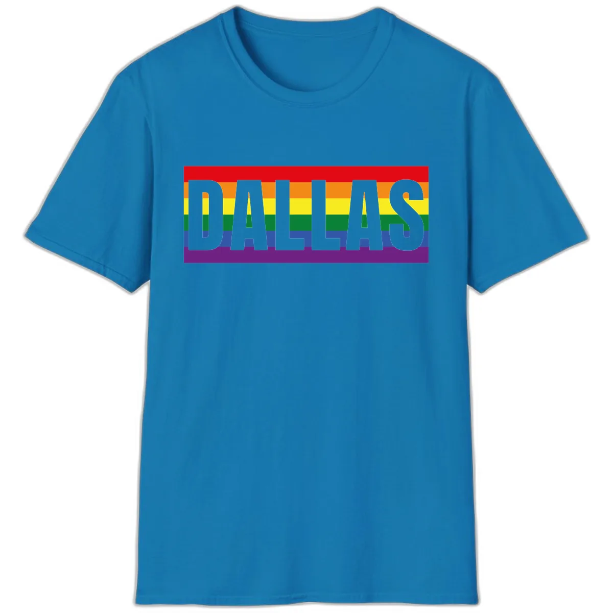 Dallas Pride Rainbow Flag T-Shirt in Sapphire