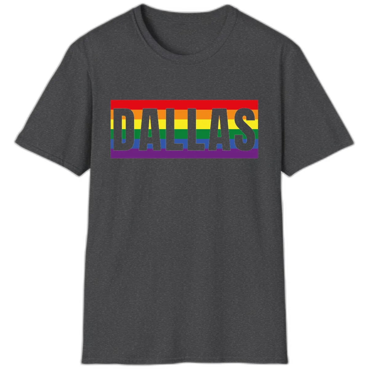 Dallas Pride Rainbow Flag T-Shirt in Dark Heather