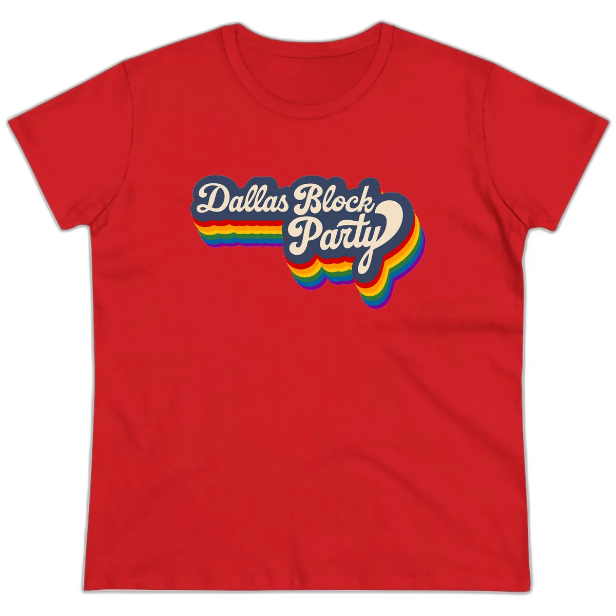 Dallas Block Party Ladies Tee in Red