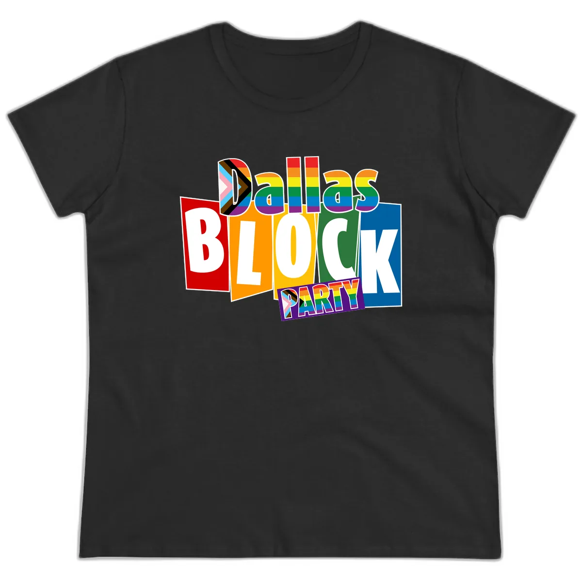 Dudes Block Party Pride Ladies Tee in Black