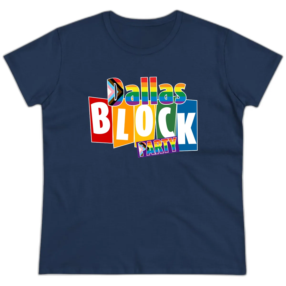 Dudes Block Party Pride Ladies Tee in Navy