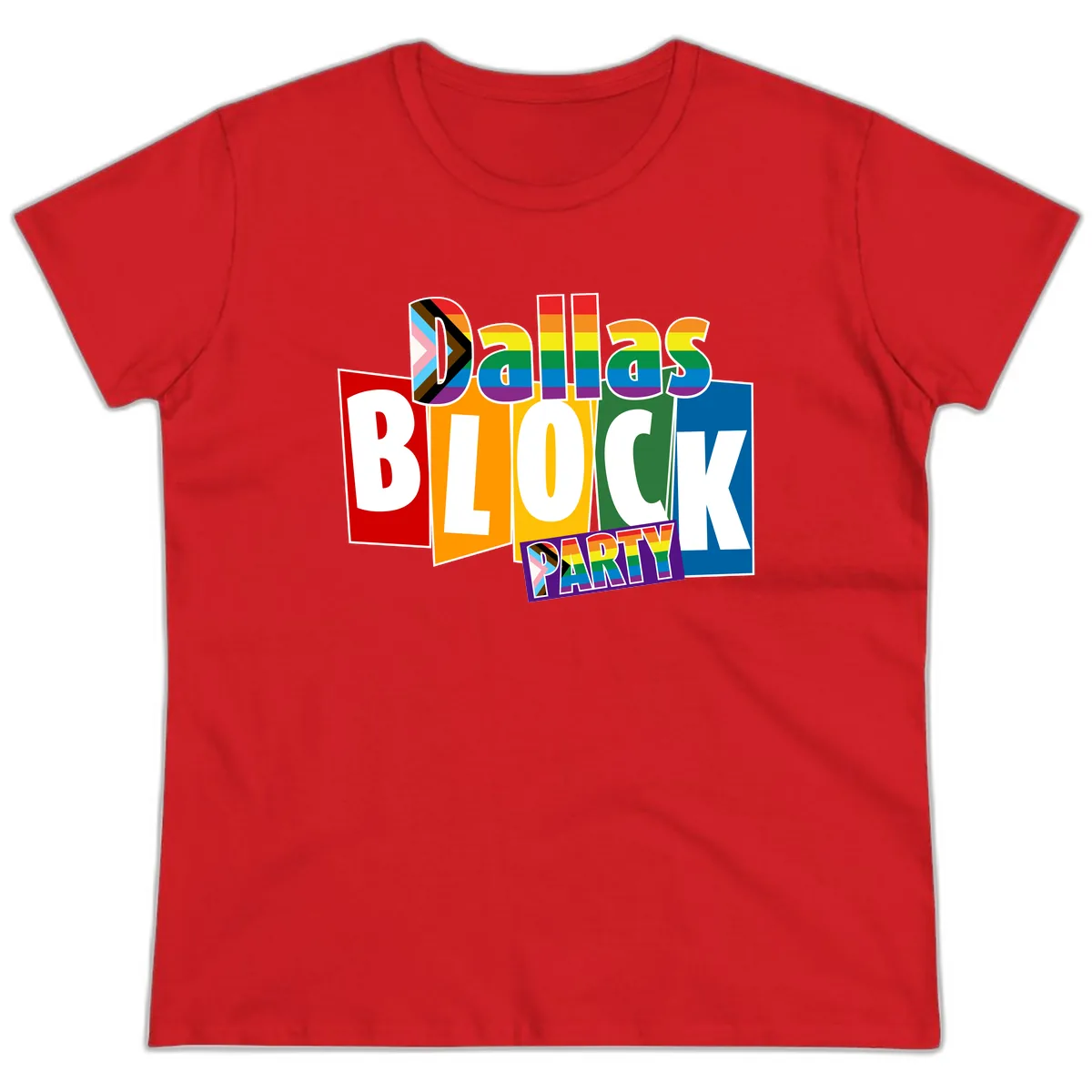 Dudes Block Party Pride Ladies Tee in Red