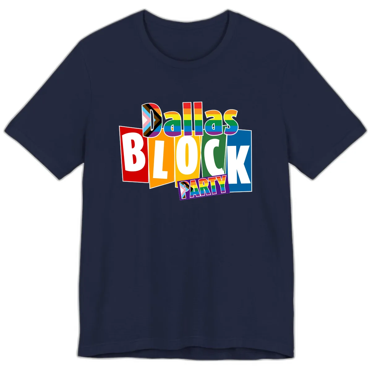 Dudes Block Party Pride Premium T-Shirt in Navy