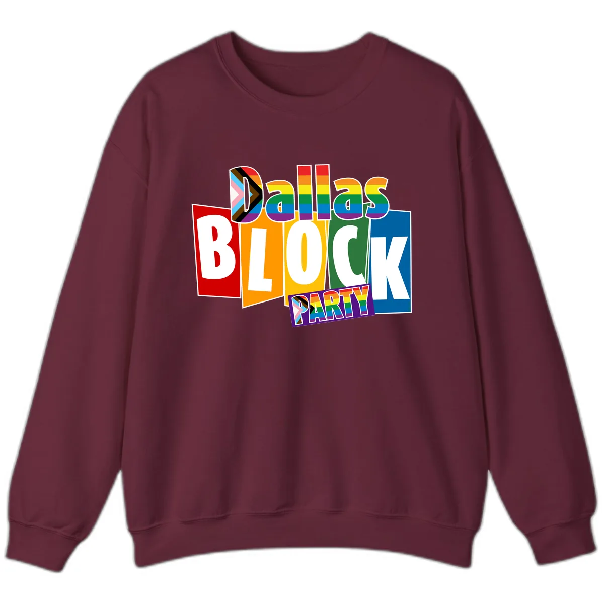 Dudes Block Party Pride Sweatshirt in Maroon