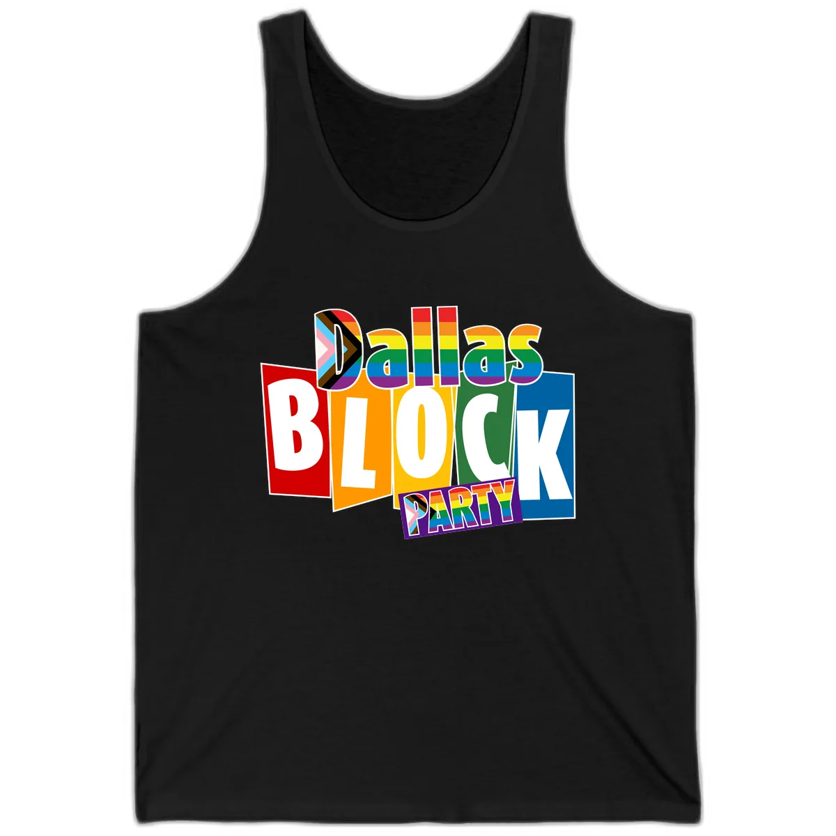 Dudes Block Party Pride Tank in Black