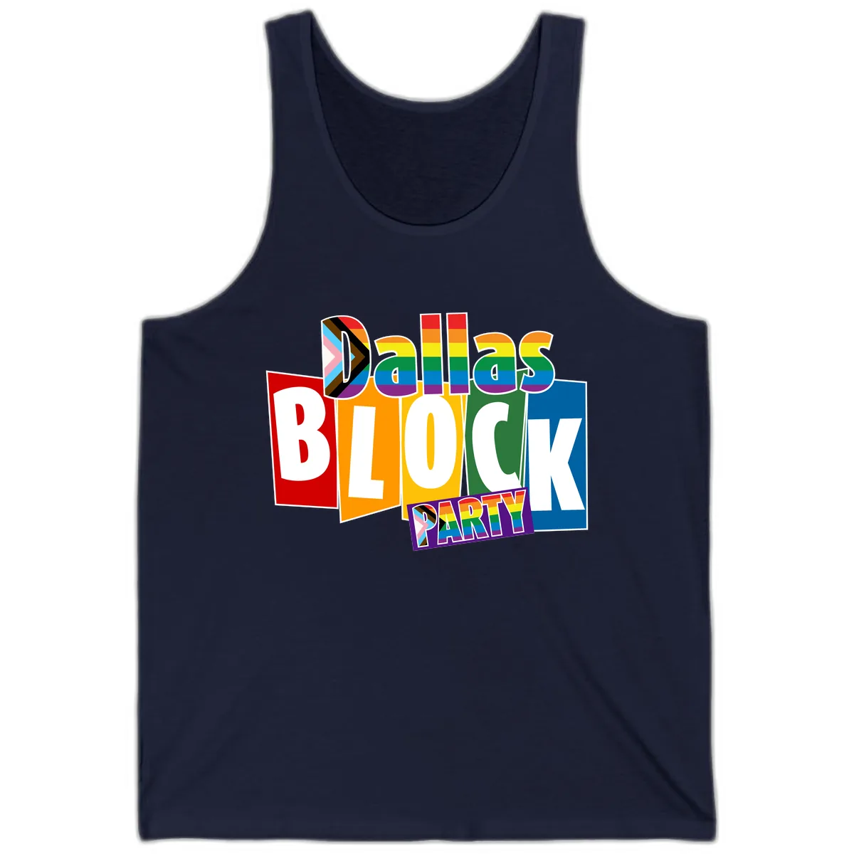 Dudes Block Party Pride Tank in Navy