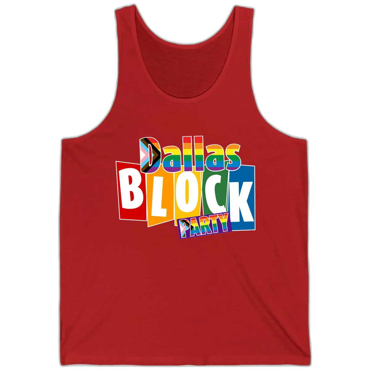 Dudes Block Party Pride Tank in Red