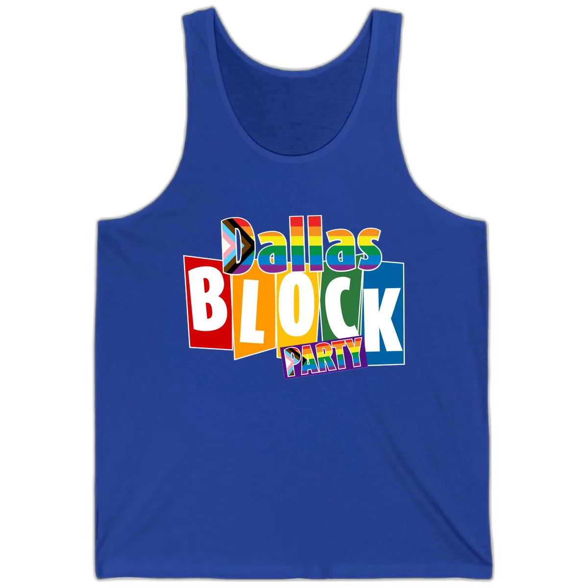 Dudes Block Party Pride Tank in True Royal