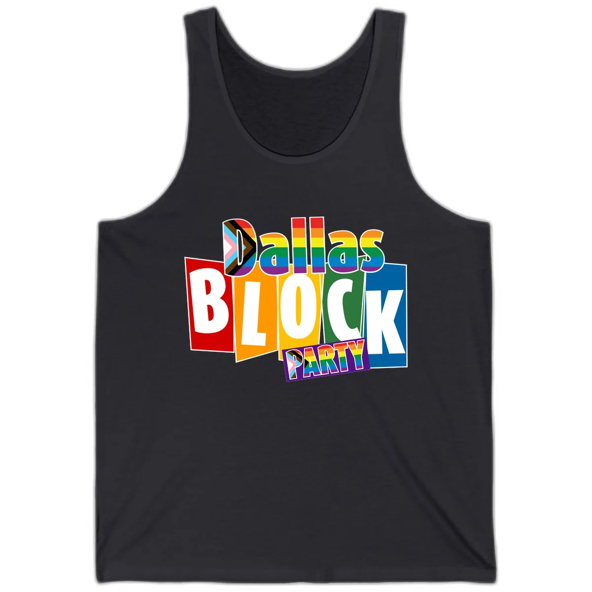 Dudes Block Party Pride Tank in Dark Grey