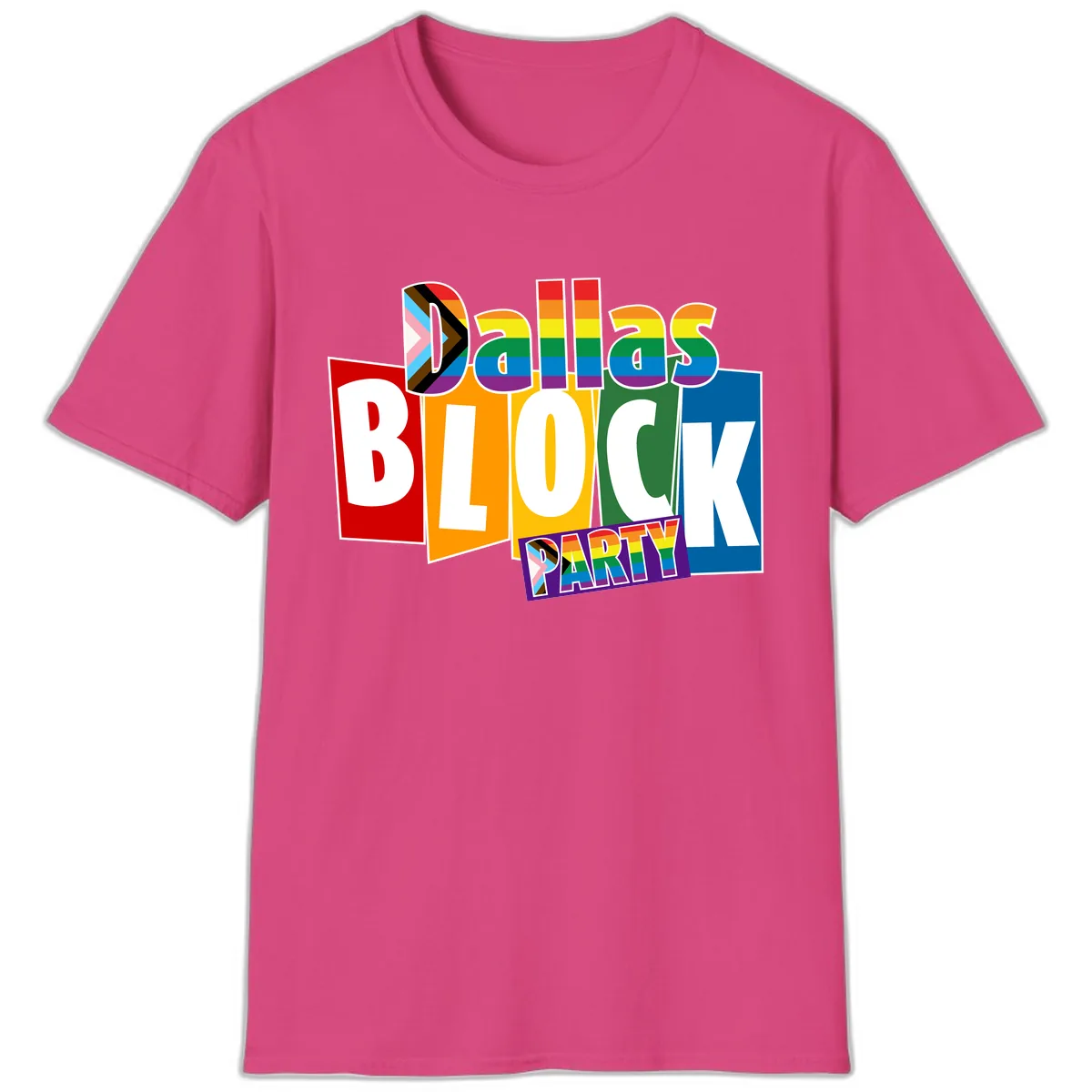 Dudes Block Party Pride T-Shirt in Heliconia