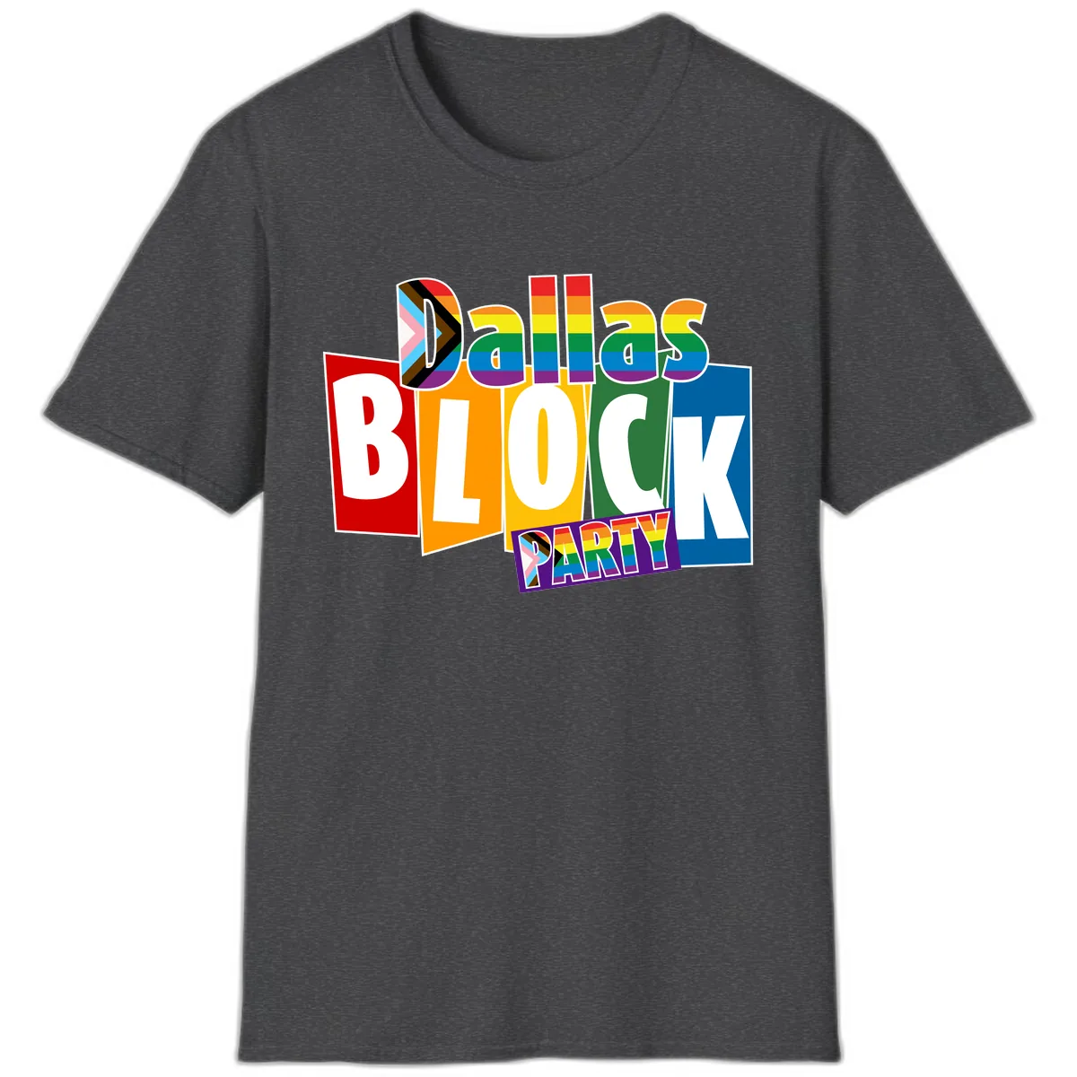 Dudes Block Party Pride T-Shirt in Dark Heather