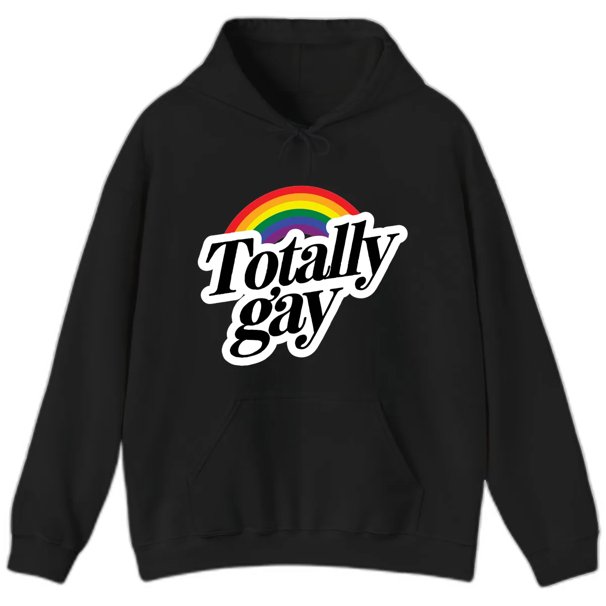 Totally Gay Pride Rainbow Hoodie in Black