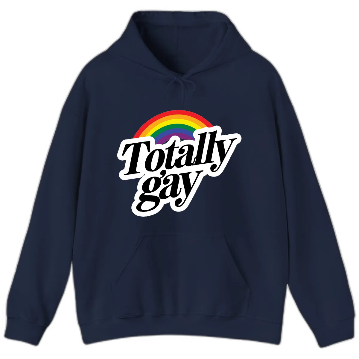 Totally Gay Pride Rainbow Hoodie in Navy