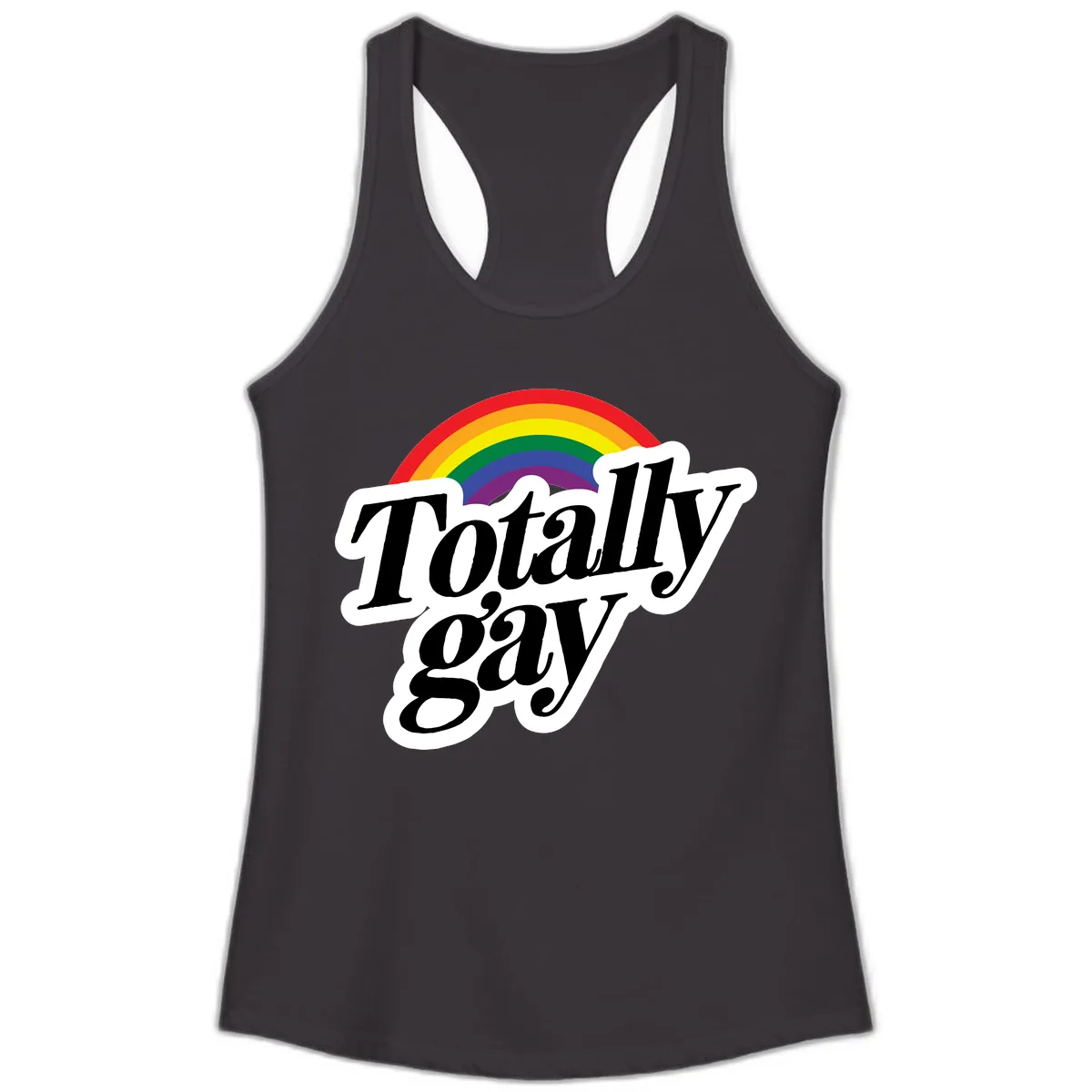 Totally Gay Pride Rainbow Ladies Tank in Black