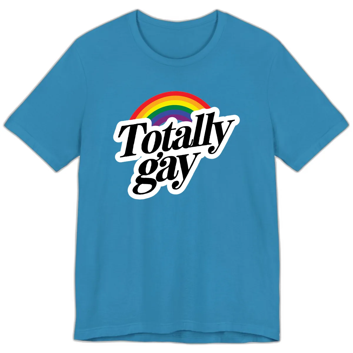 Totally Gay Pride Rainbow Premium T-Shirt in Aqua