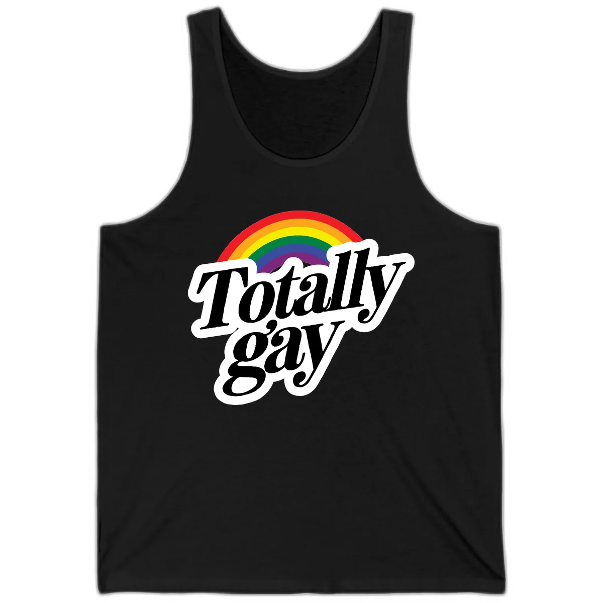 Totally Gay Pride Rainbow Tank in Black