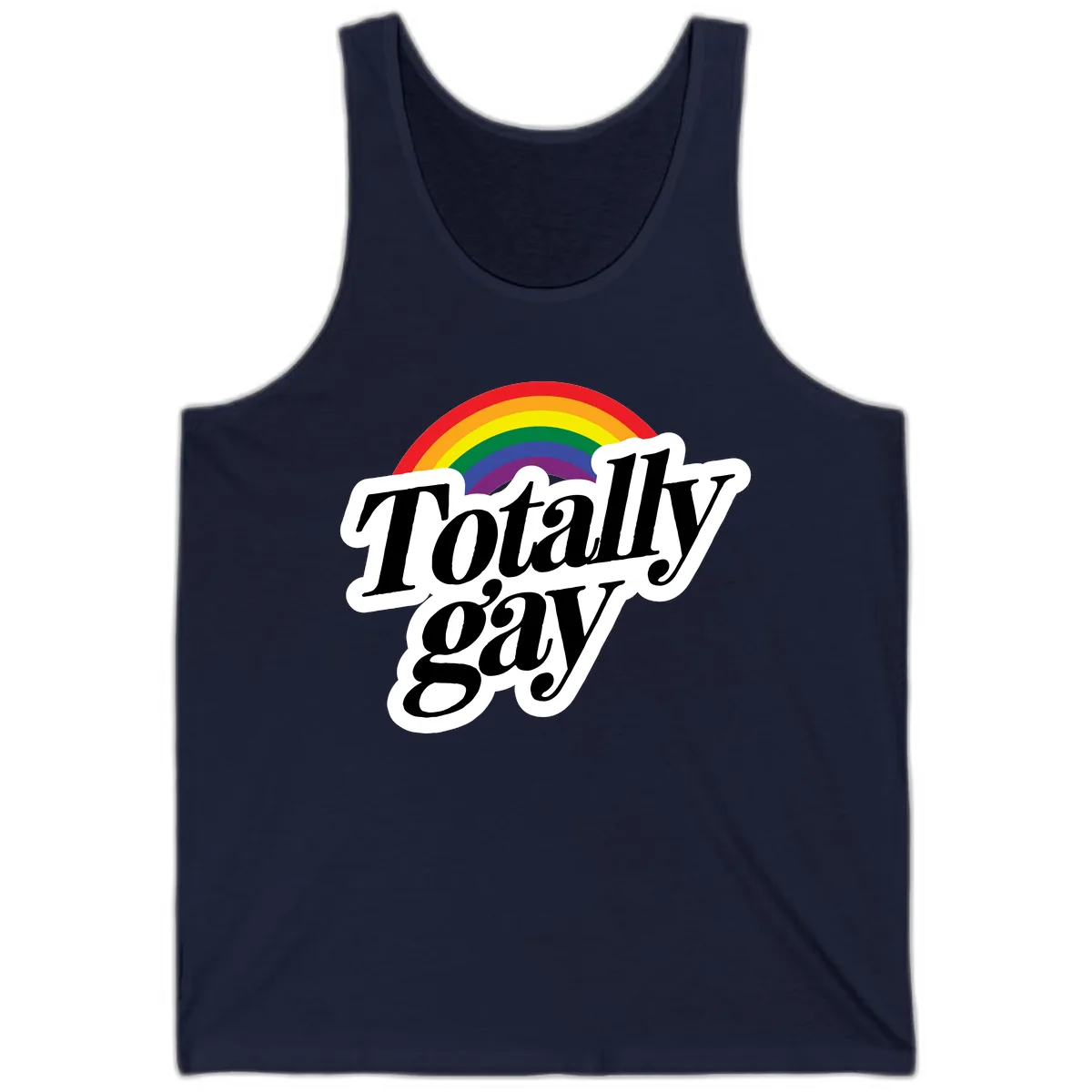 Totally Gay Pride Rainbow Tank in Navy